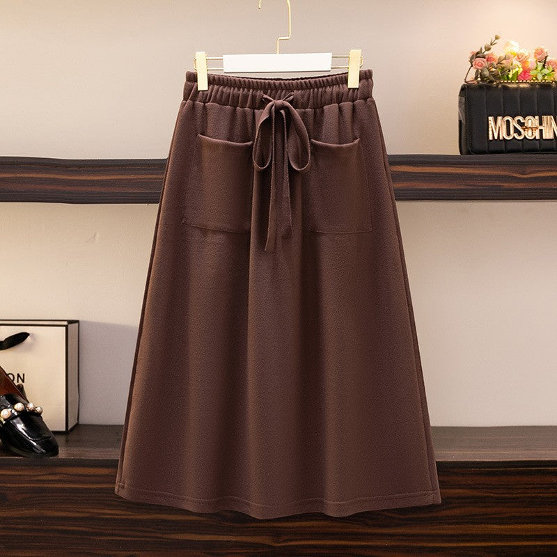 Elastic Waist Loose Slimming Autumn And Winter New Plus Size Women's Skirt
