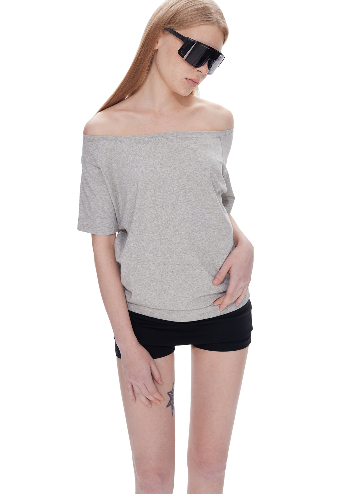 Casual Off-shoulder Shoulder Stacked Two-way Short Sleeve