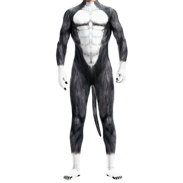 3D Printed Animal Couple Performance One-piece Tights