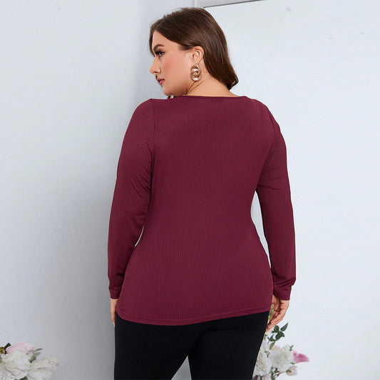 Women's Long Sleeve Slim Fit Knit Pullover Top
