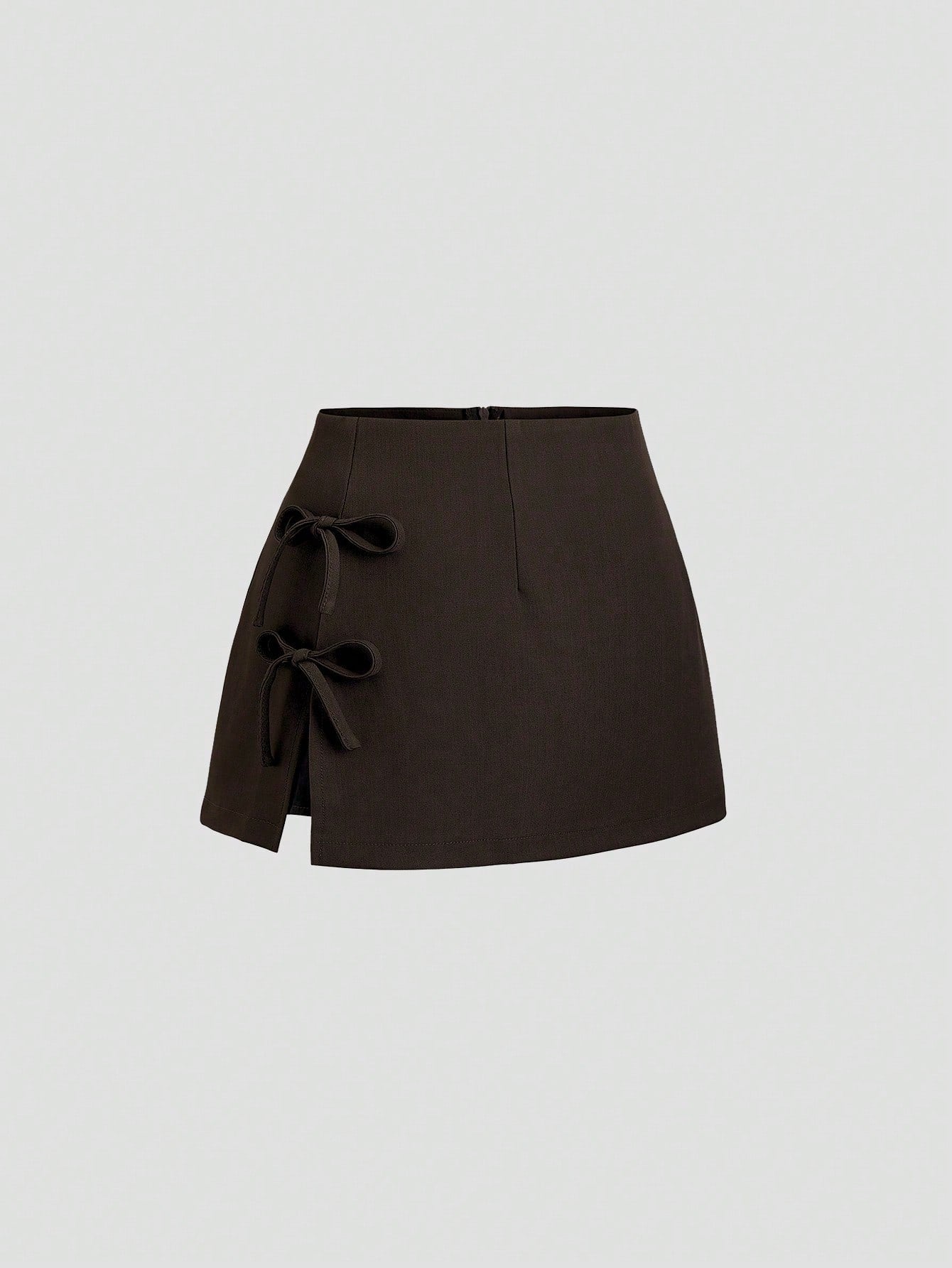 Bow-tied Sexy Slit A-line Mini Skirt