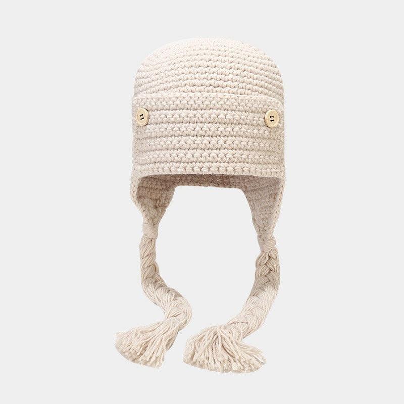 Versatile Fashion Braided Baotou Wool Warm Hat Children