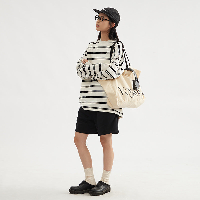 Long Sleeve Early Autumn All-matching Pullover Loose Couple's Tops