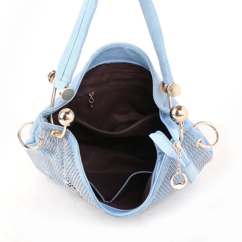 Mode Skuldertaske Transportabel Spandtaske Denim Kanvas