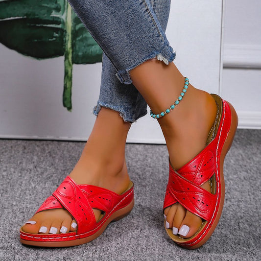 Women's Plus Size Summer Platform Cross Wedge Slippers