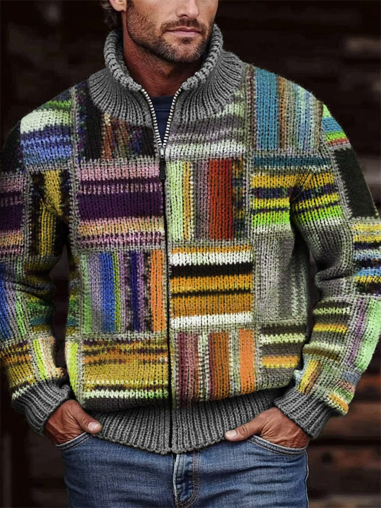 Mens Casual 3D Printed Christmas Zip-Up Jacket