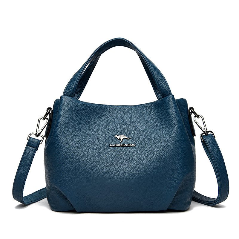 Solid-color High-capacity Versatile Tote Bag With A Textured Lychee Pattern