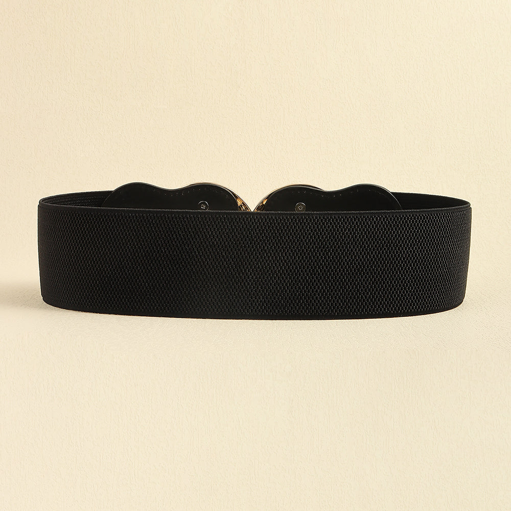 Stylish Women's Wide Belt Elastic Elastic Metal Circle With Jacket Shirt-skirt Waist Seal
