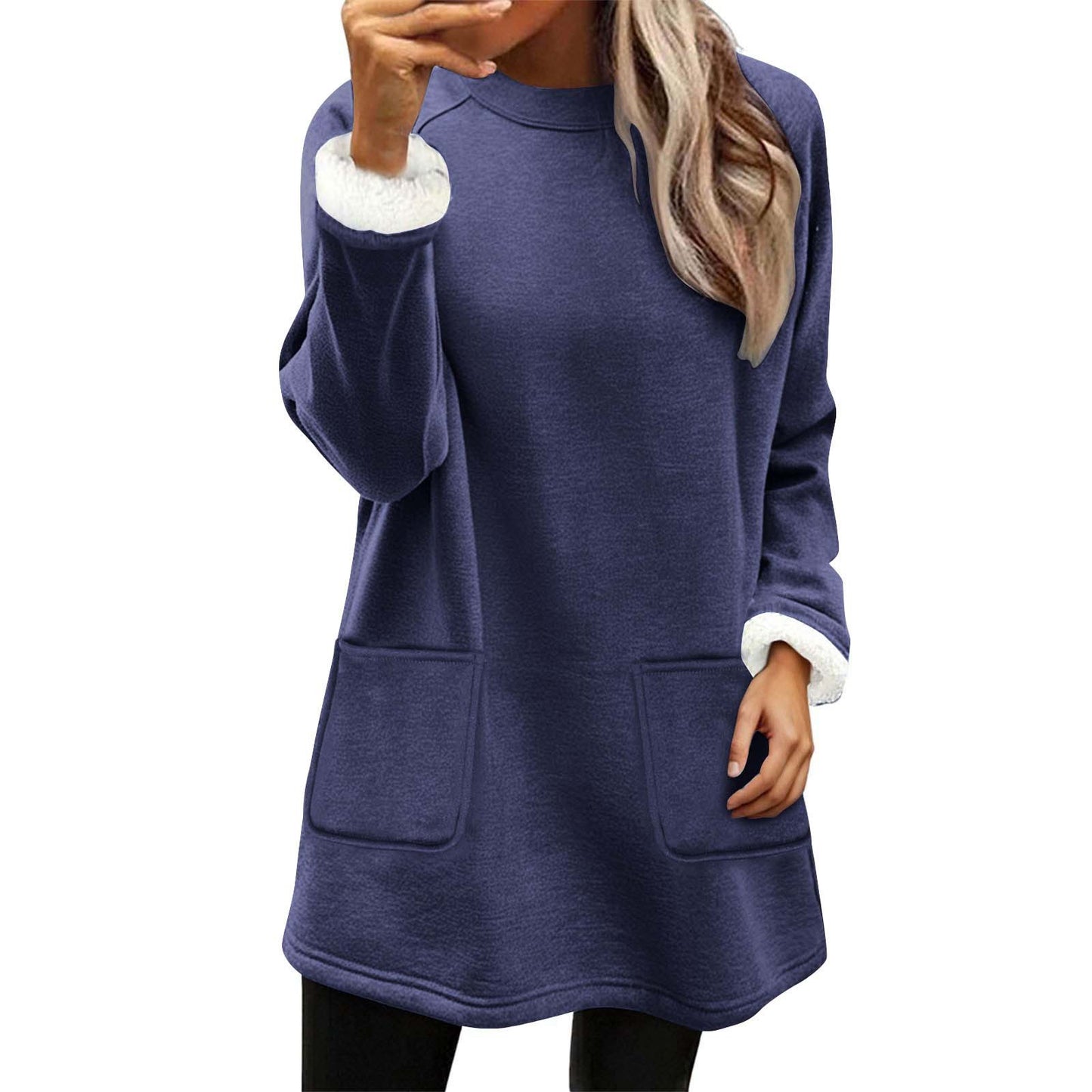 Snowman Digitaltryk Afslappet Løstsiddende Fløjlsweater med Brede Ærmer