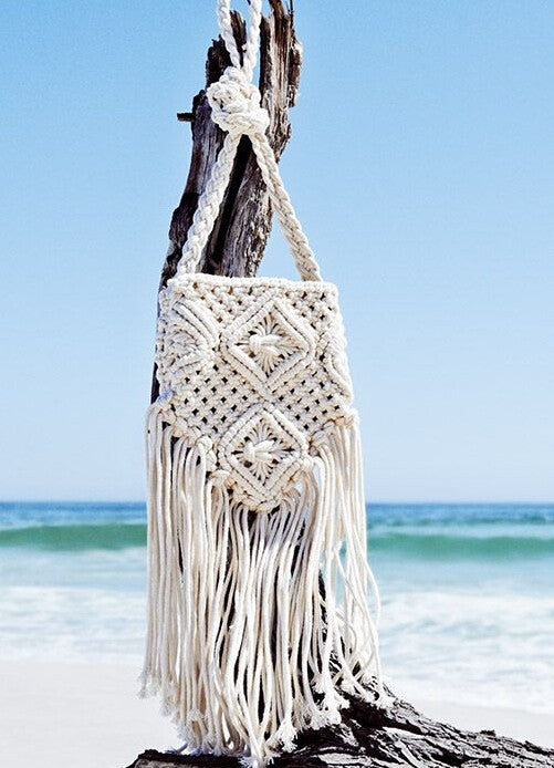Tassel Trend Tassel Cotton Woven Bag