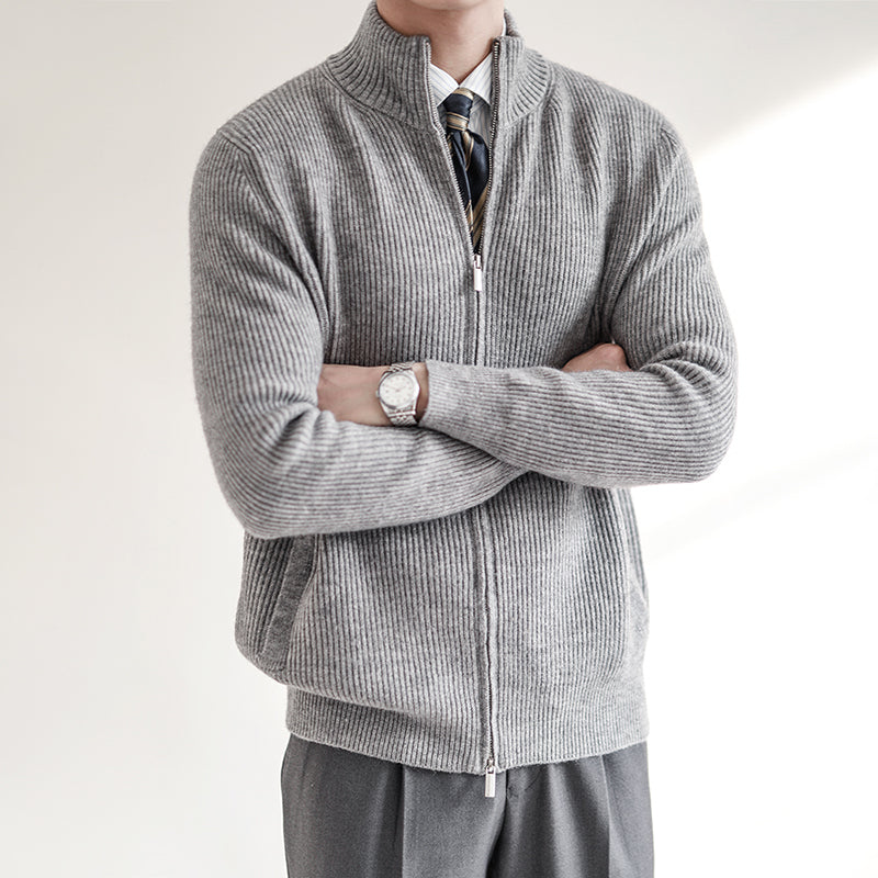 Afslappet varm sweater lynlås cardigan til mænd i retrostil