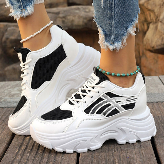 Kvinders platform letvægts "dad shoes" kile-sneakers