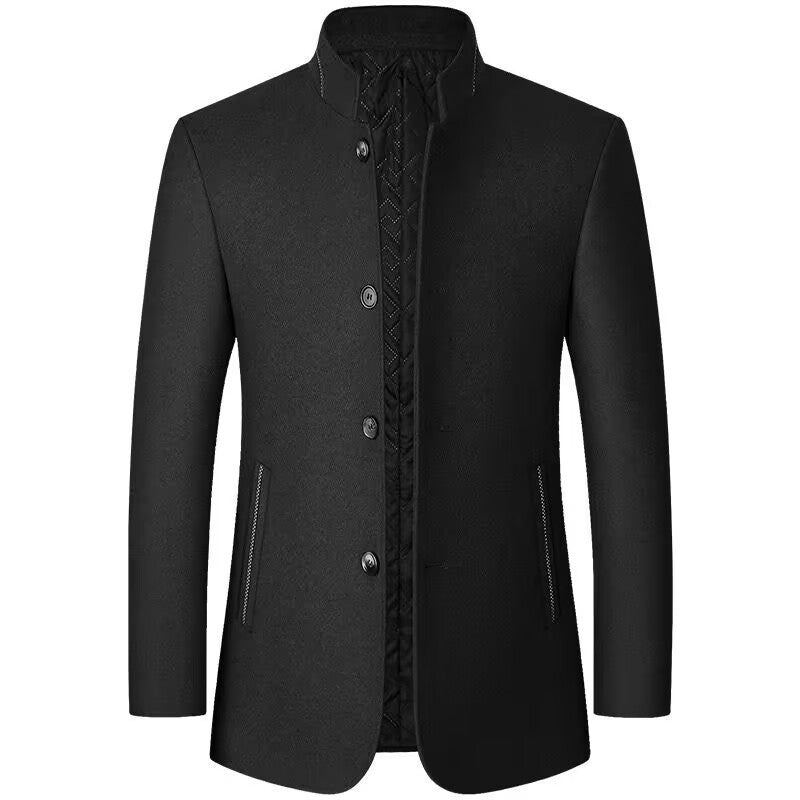 Men's Woolen Jacket Men's Zhongshan Suit Stand Collar