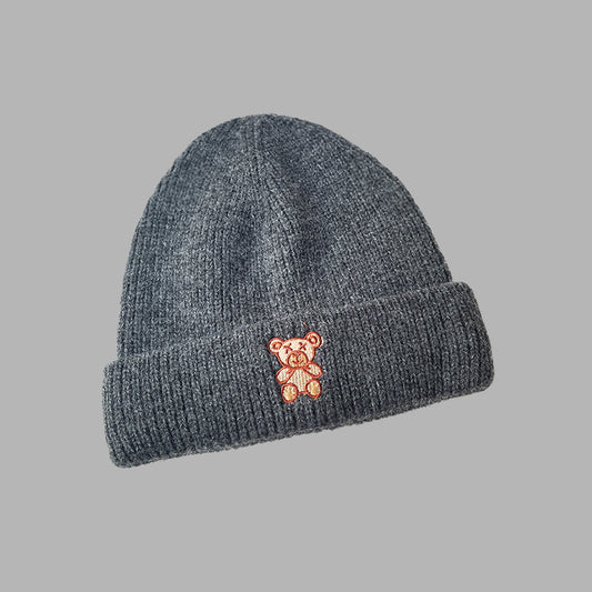 Solid Color Cute Bear Knitted Woolen Hat
