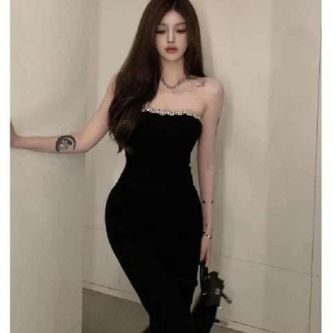 Retro Chic Sheath Off-shoulder Little Black Dress For Women