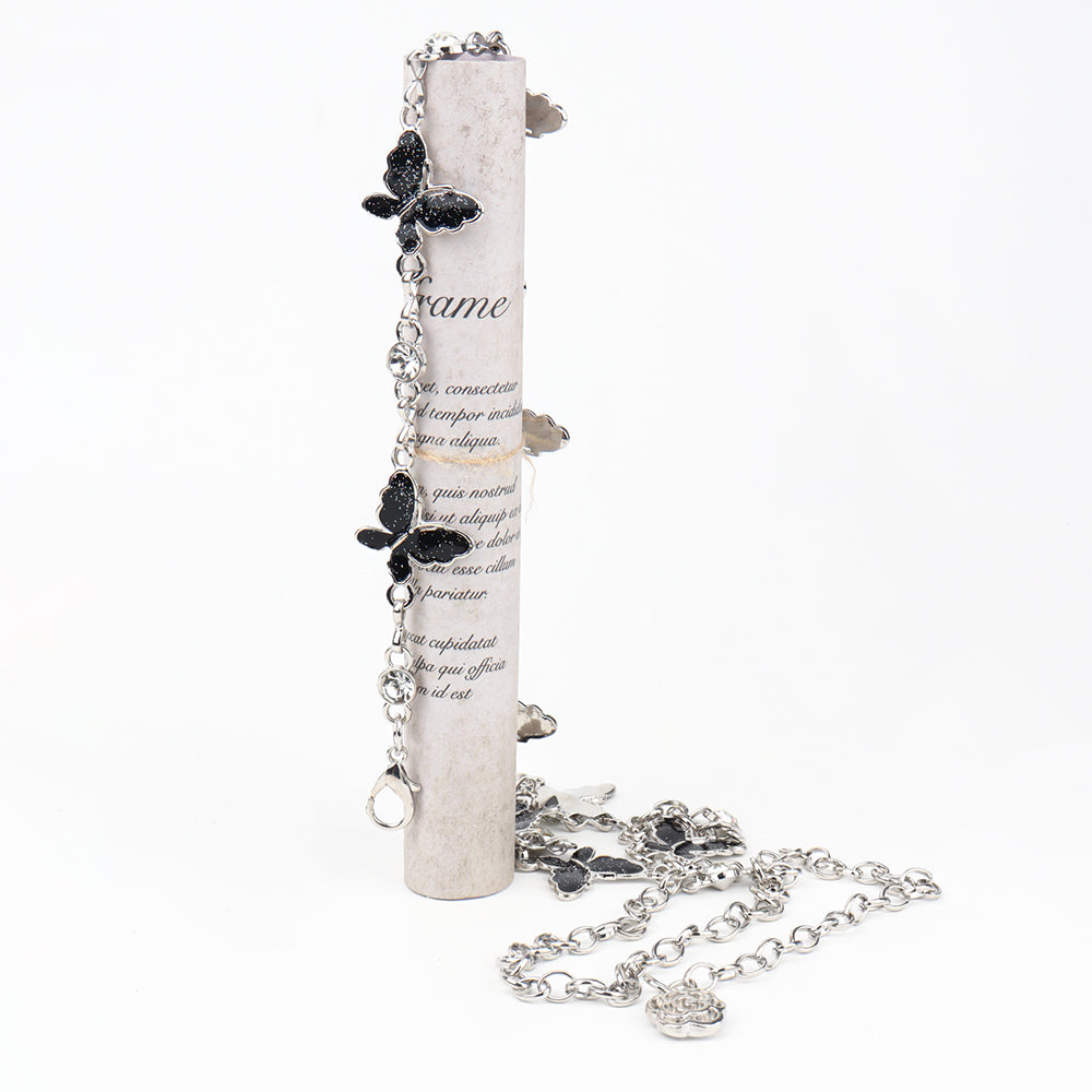 Waist Chain Female Korean Version Butterfly Drop Glue Diamond Personality Chain Hollow Rose Pendant Collocation Dress All Match