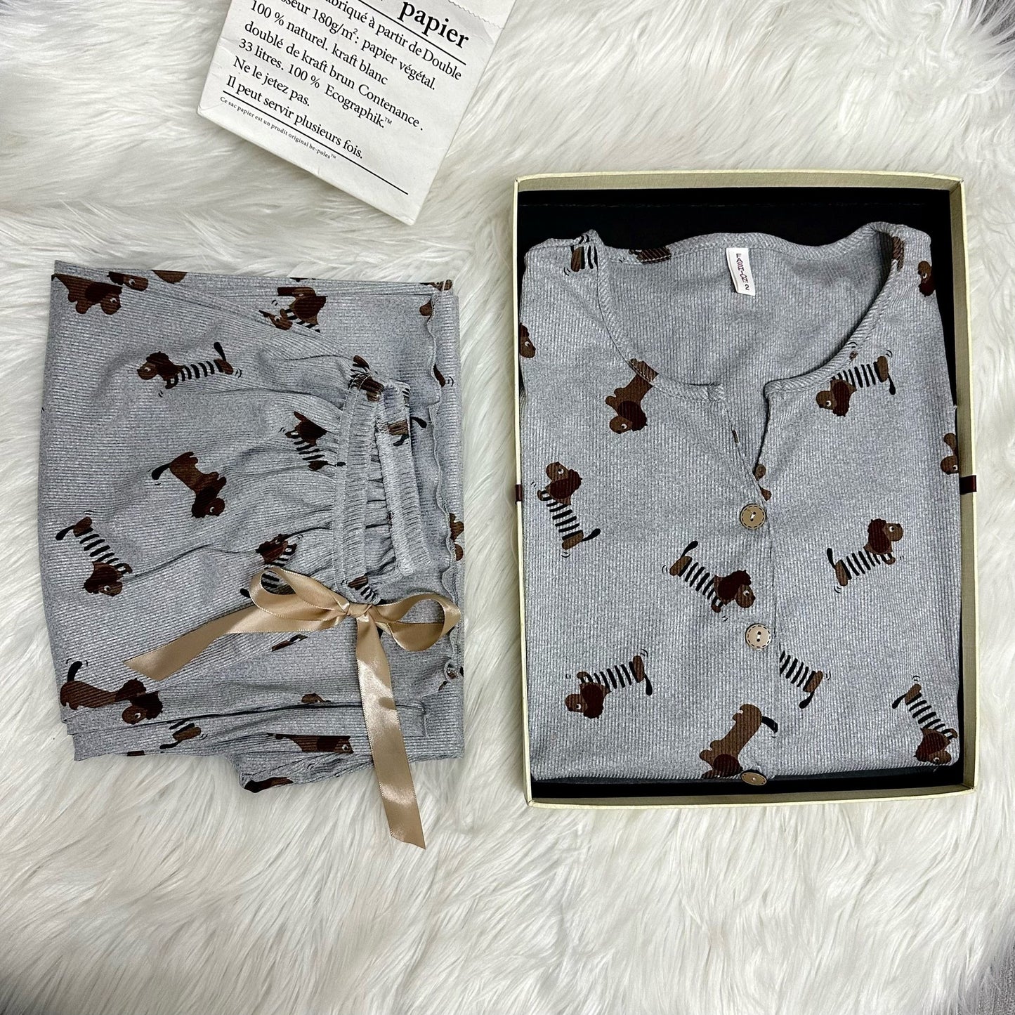Womens Lightweight Autumn V-neck Ribbed Pajamas