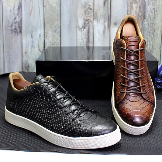 Men's Embossed Flat Casual Leather Shoes