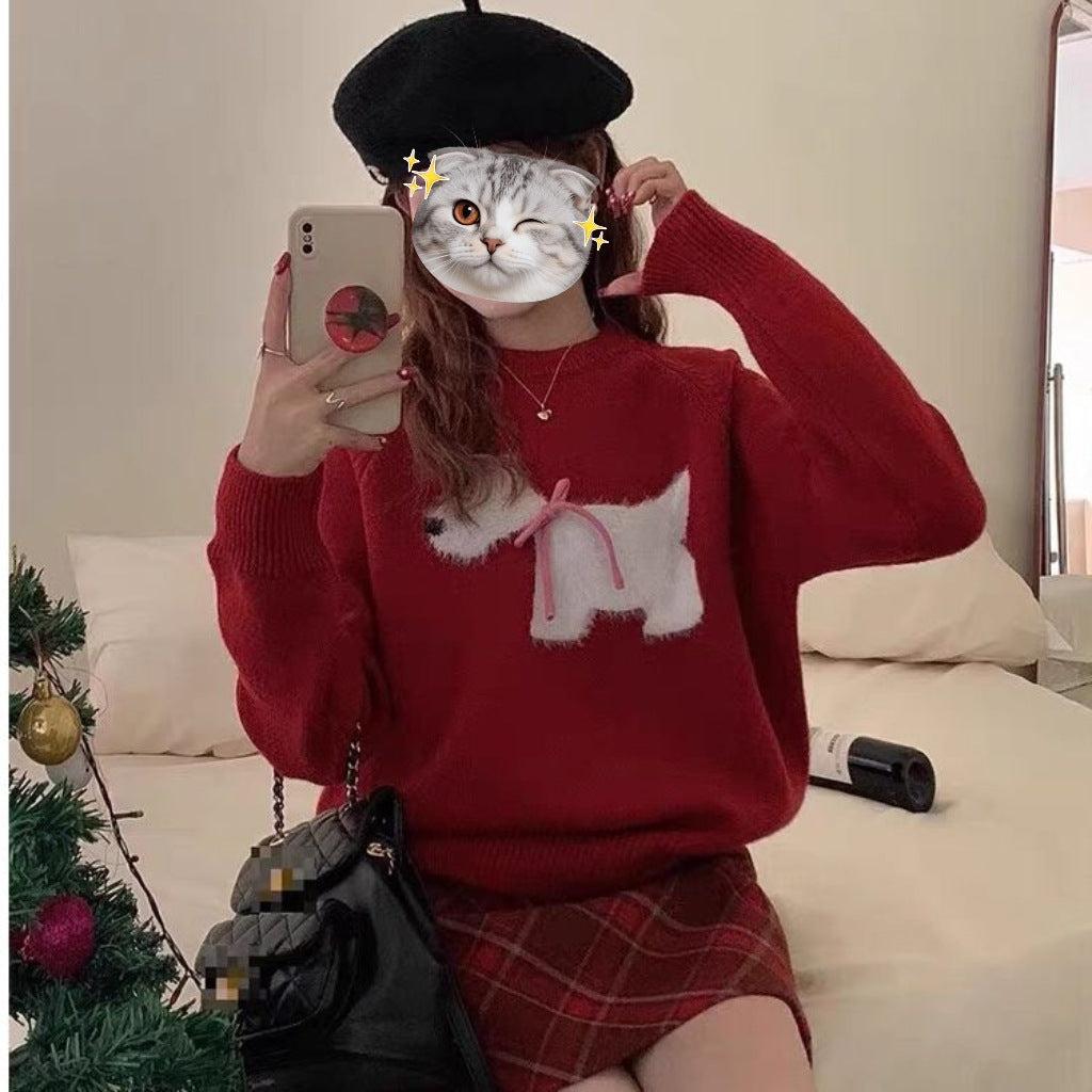 Puppy Jacquard Korean Pullover Sweater