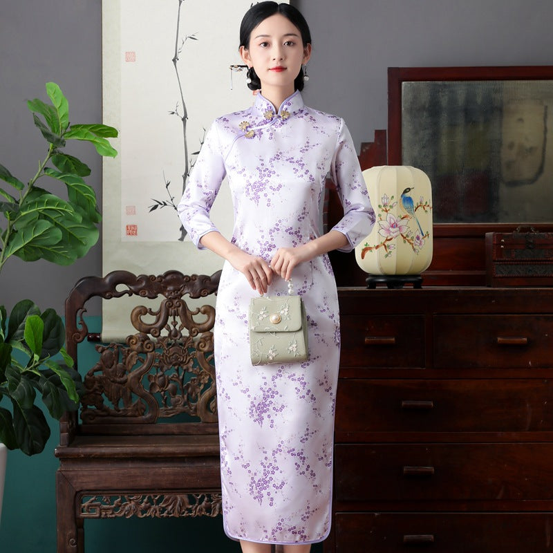 Retro Long Cap Sleeve Performance Dress For Summer