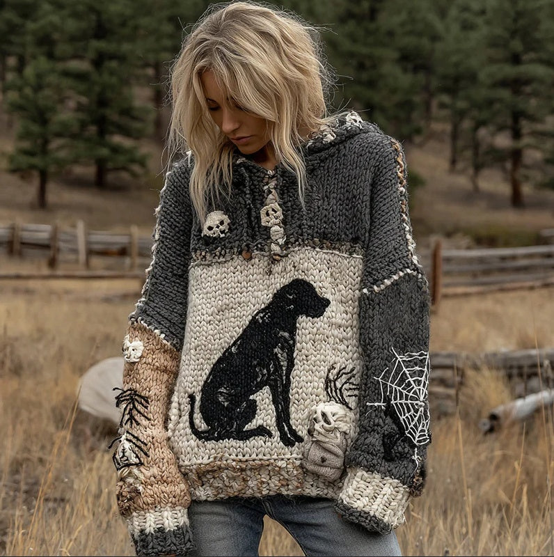 Digital Women's Printed Wear Round Neck Loose Feel Soft Sweater
