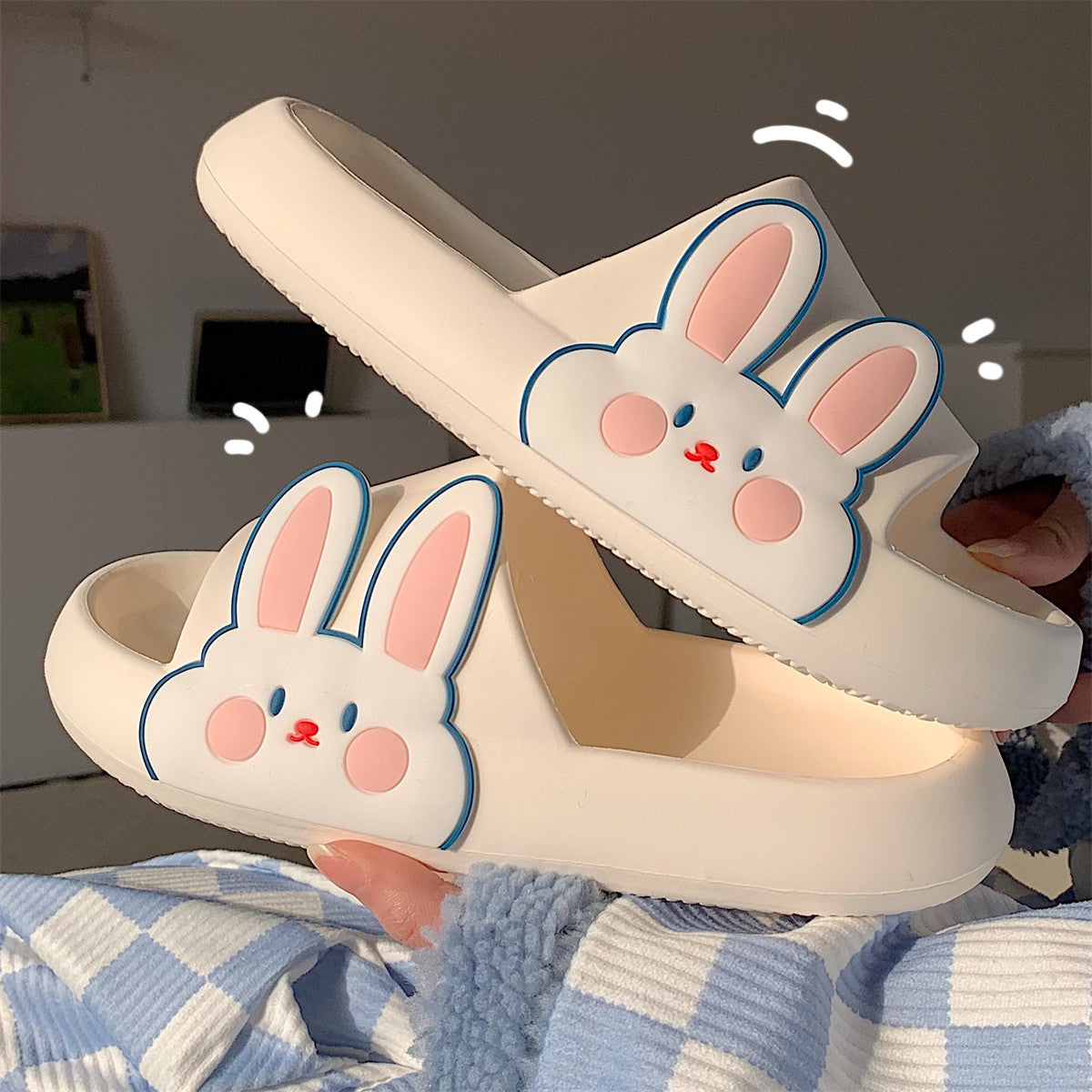 Female Cute Rabbit Girl Heart Ins Wind Soft Bottom Home Sandals