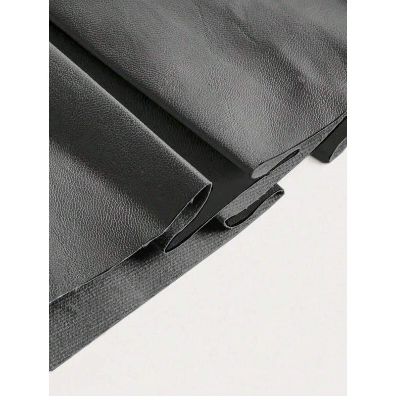 New Bottoms Solid Color PU Leather Pleated Skirt