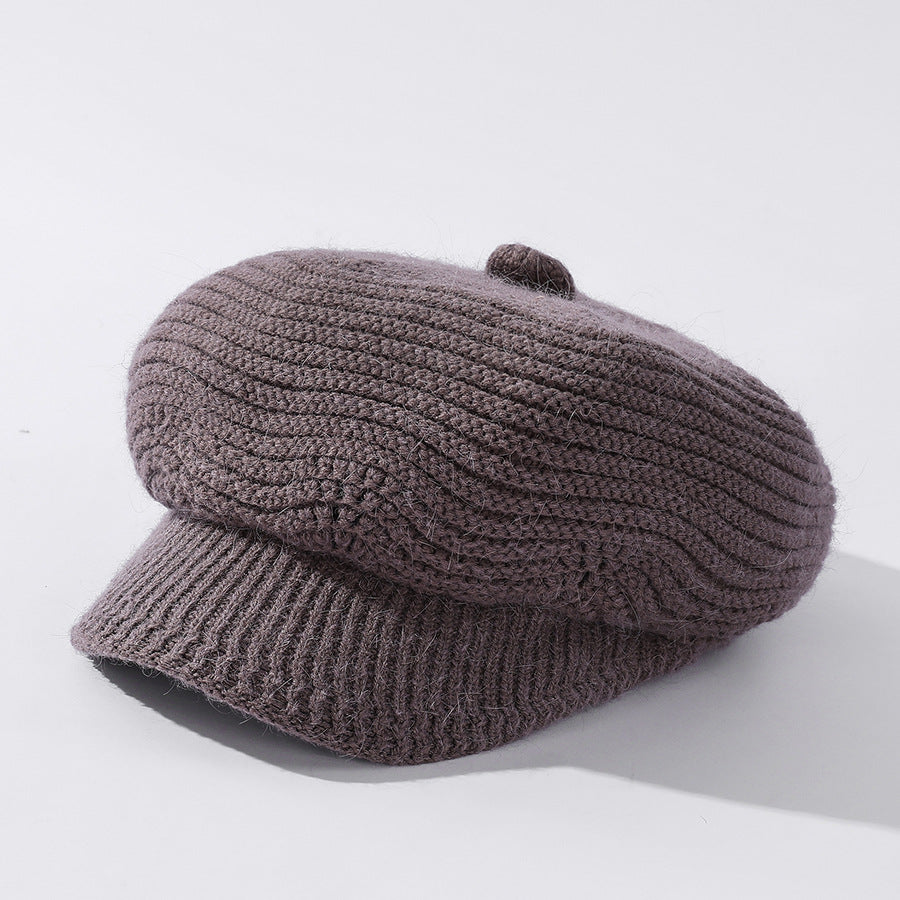 Middle-aged And Elderly Women's Velvet Solid Color Knitted Rabbit Fur Hat