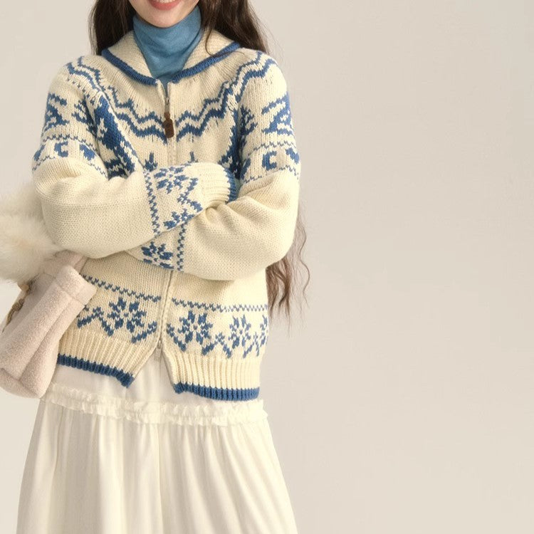 Vintage Christmas Tree Sweater Loose Knitted Cardigan Coat
