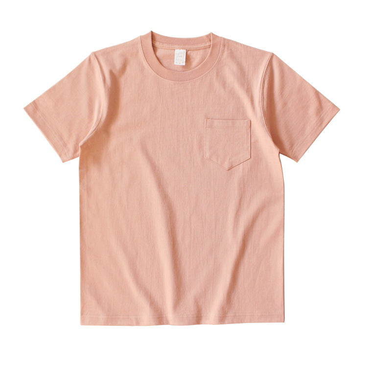 Japanese Retro Cotton Solid Color Tube Knit Short-sleeved T-shirt