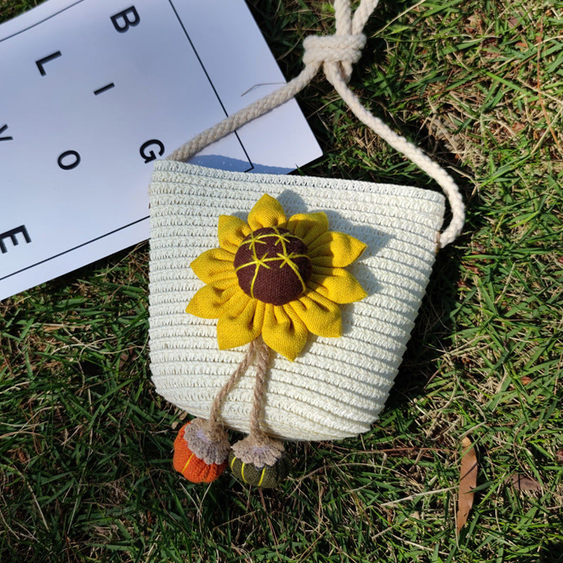 Grass Woven Bag For Children's Cute Crossbody
