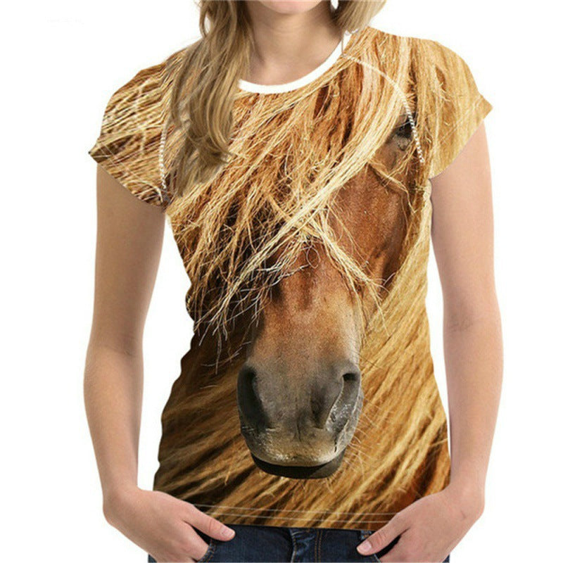 Urban Leisure Pullover Round Neck Digital Printing Short-sleeved Casual T-shirt