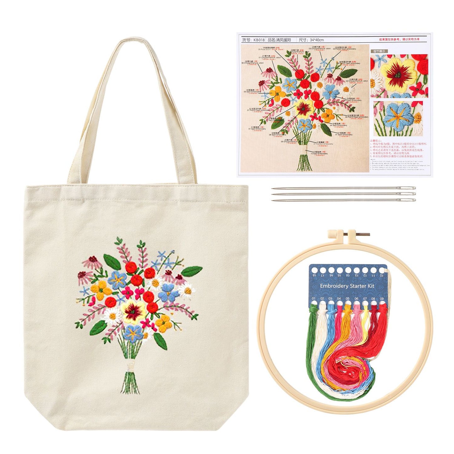 Hand-embroidered Canvas One-shoulder Handbag