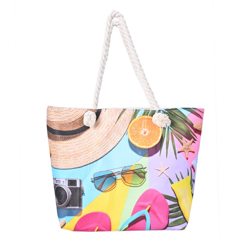 Printed Women's Beach Bag Large Capacity Handbag