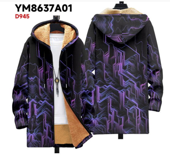 Digital Printed Standing Collar Jacket For Men's Outerwear 3D