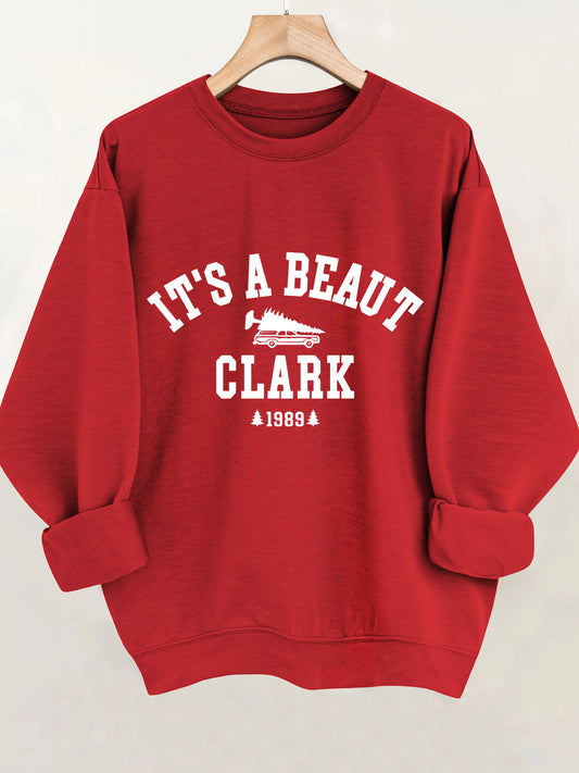 Casual Long Sleeve Round Neck Letter Print Pullover Sweater