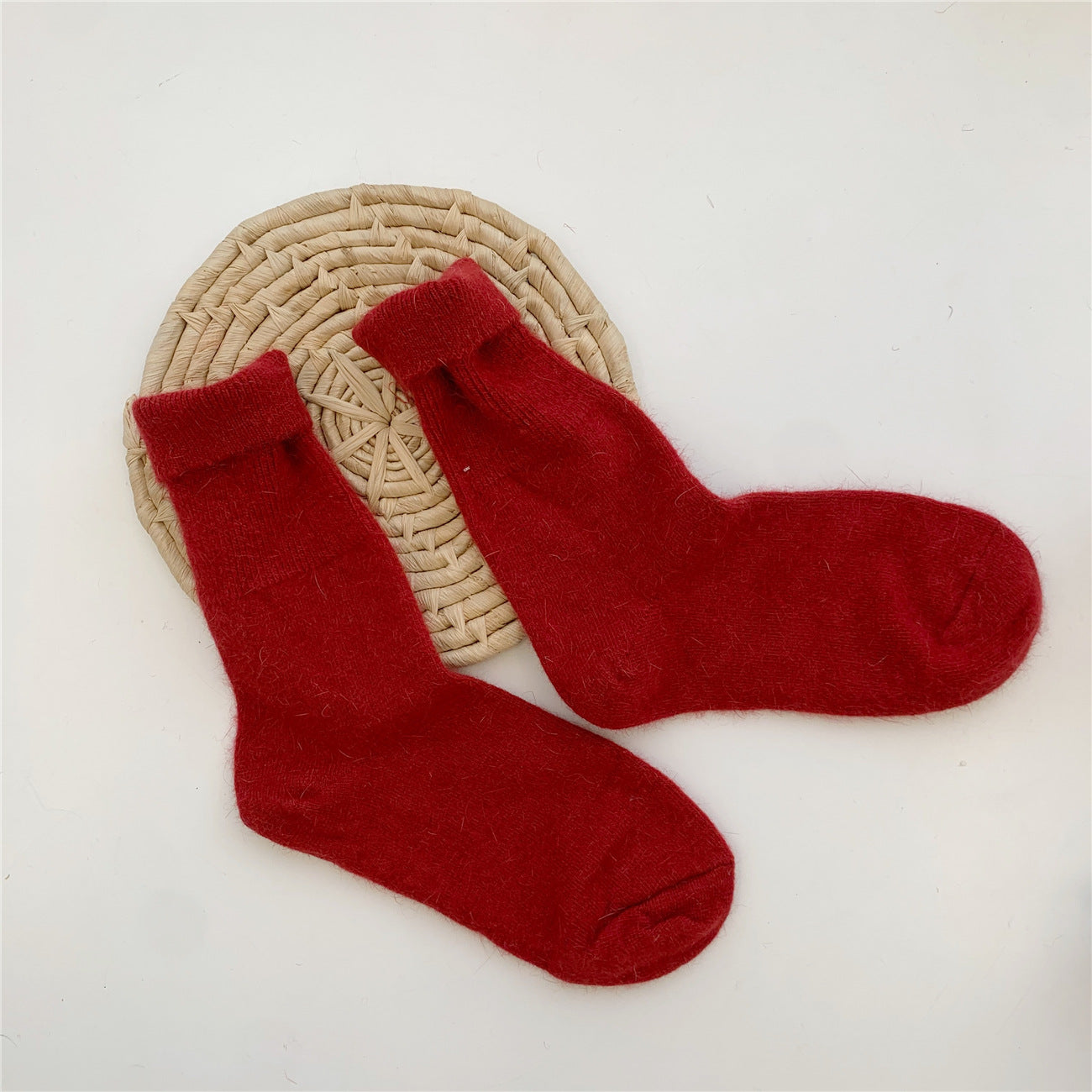 Thickening Warm Solid Color Rabbit Fur Women's Socks