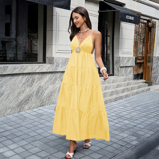 Elegant Versatile Long Slip Dress In European And American Style
