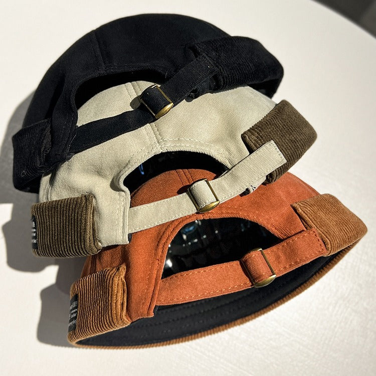 Corduroy Brimless Skullcap Women's Hip Hop