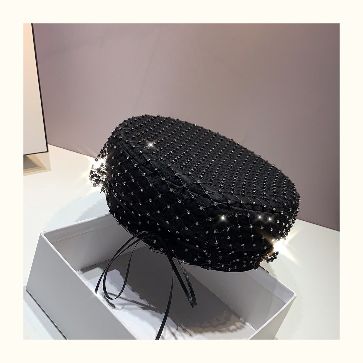 Heavy Embroidery Hot Drilling Mesh Black Navy Hat