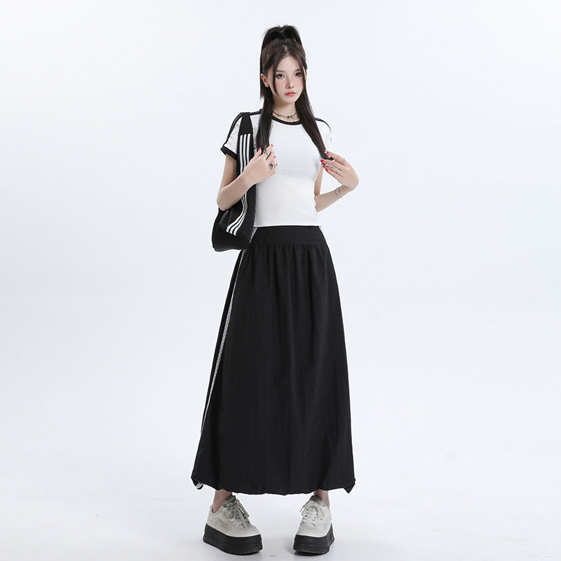 Lace Striped Quick-dry Casual Skirt
