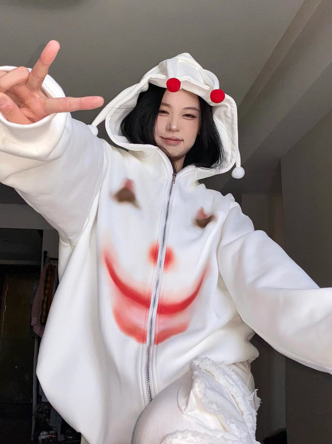 Women's Joker White Loose Sweater