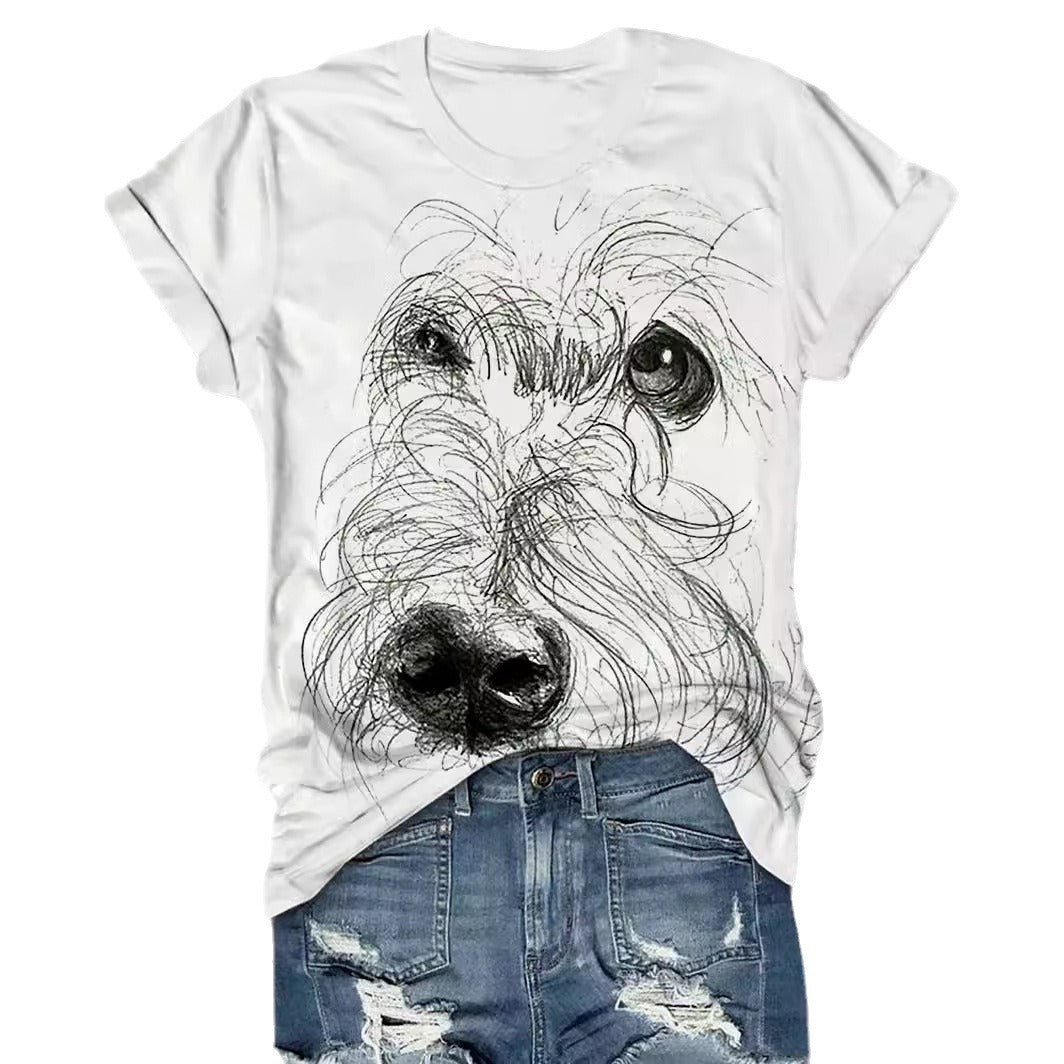 European Hip Hop Series Digital 3D Printing Ladies Street Short-sleeved Sports T-shirt
