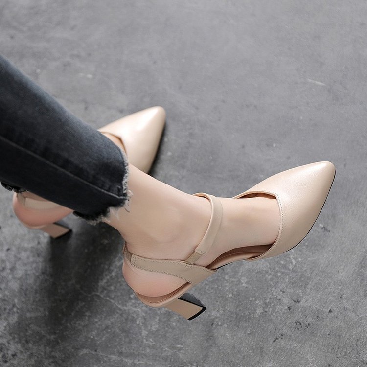 Women's Temperament Fashion Thick Heel Pointed Toe Set High Heels