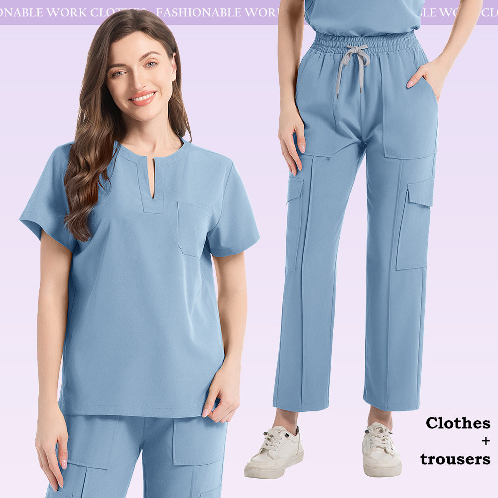 New V-neck Two-piece Medical Work Uniform
