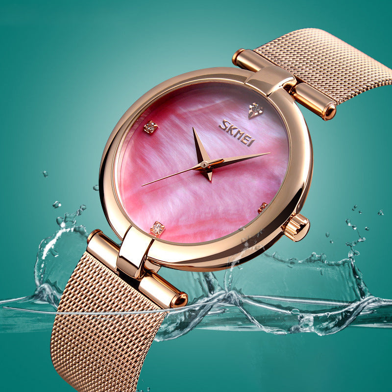 Ladies Mesh Strap Elegant Student Female Waterproof Quartz Watch