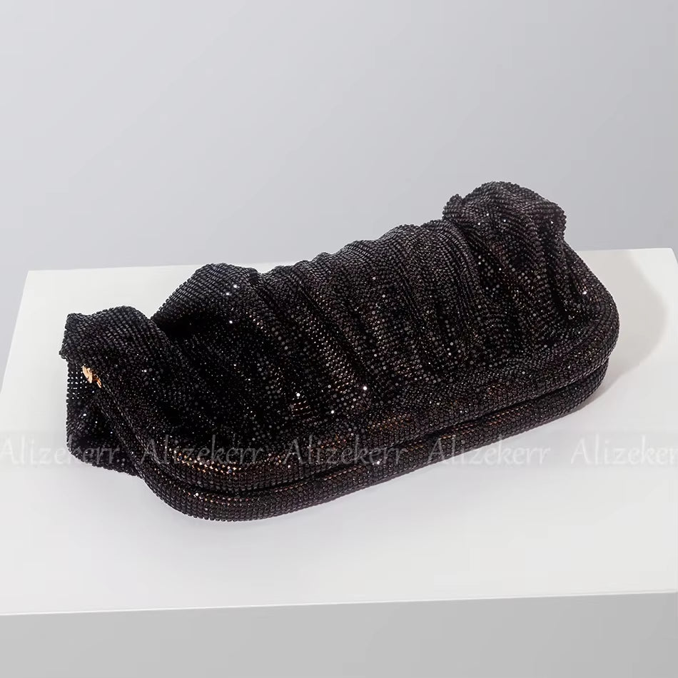 Luxury Rhinestone Evening Clutch Bags for Women - Crystal Folded Purses and Handbags for Weddings and Parties, High Quality Designer Accessories