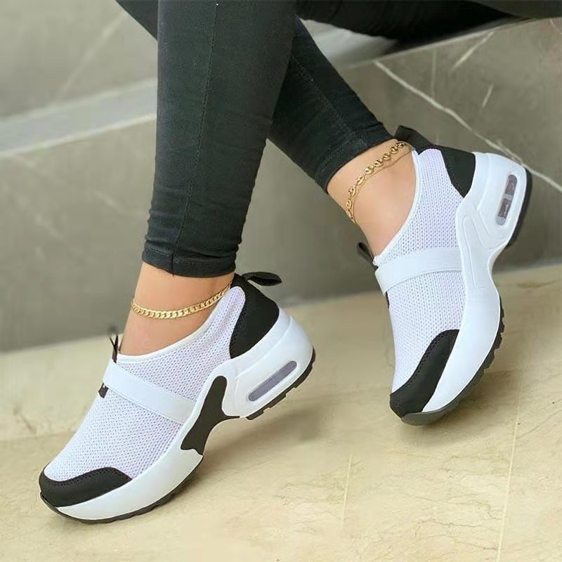 Flying Woven Elastic And Velcro Decoration Casual Sneakers