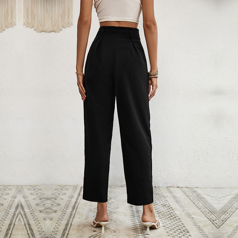 Women's Lace-up Commute Style High Waist Pants