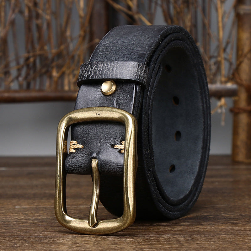 Leather Belt Men's Genuine Leather Pure Retro 38CM
